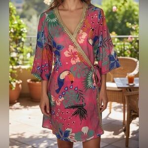 Barok Paris Jungle Print Wrap Kimono NWT